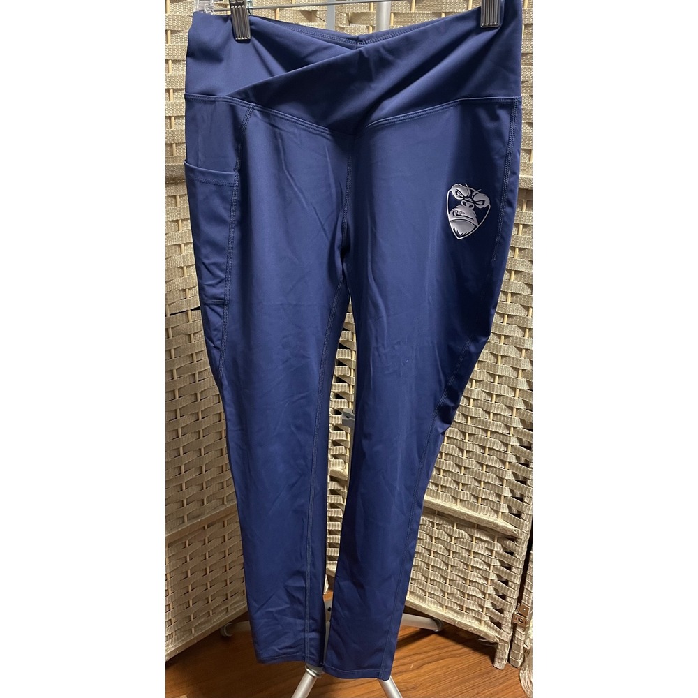 Miss Adola Womens Blue Crossover Waist Gym Leggings With Pocket Size M 8